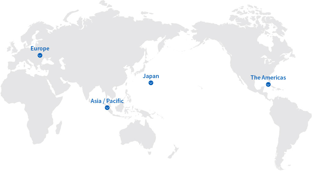世界地図とオークマの拠点