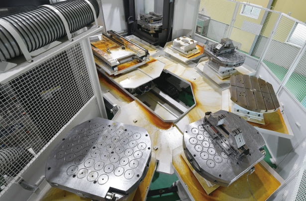 将一次装夹多面加工的5轴数控立式加工中心“MU-8000V”与6面APC结合使用,既实现了高精度加工又节省了准备时间。