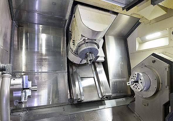With the sub-spindle configuration, even workpiece handover can be completed in a single cycle.
