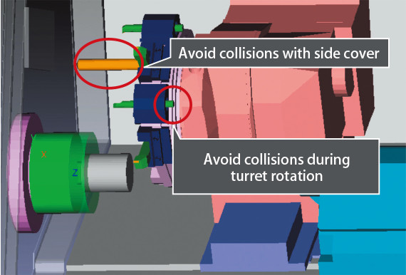 Collision avoidance during turret rotation, movement