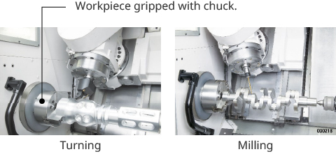 A multitasking machine is a machine tool equipped with an auto tool changer (ATC), and is capable of machining processes such as turning and milling.