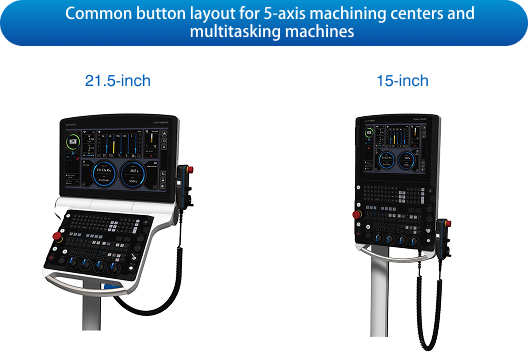 Common button layout for 5-axis machining centers and multitasking machines