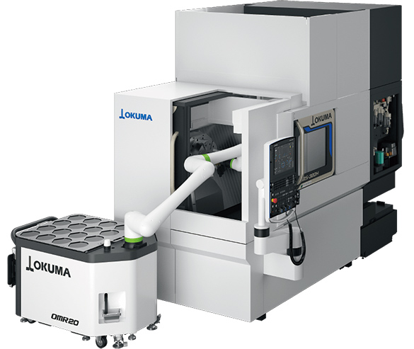 A machining cell that enables the switching of machines according to busy conditions  Mobile collaborative robot OMR series