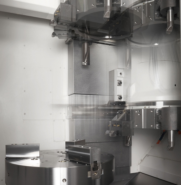 The workpiece is secured firmly under its own weight / Ideal for machining large-diameter and thin workpieces