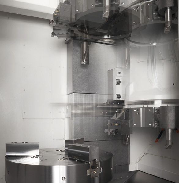 The workpiece is secured firmly under its own weight / Ideal for machining large-diameter and thin workpieces